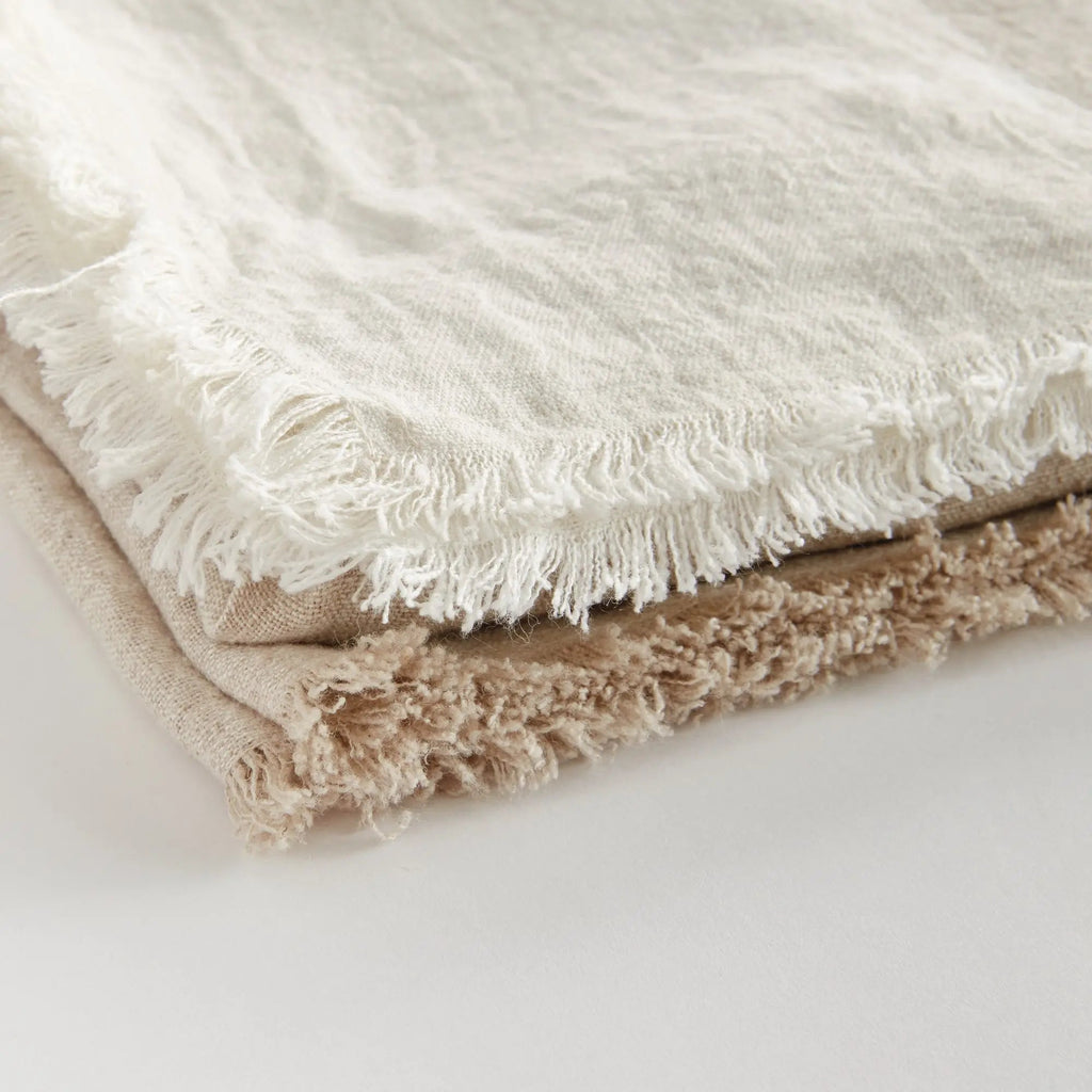 Anika European Linen Throw – Flax/Ivory or Flax/Charcoal