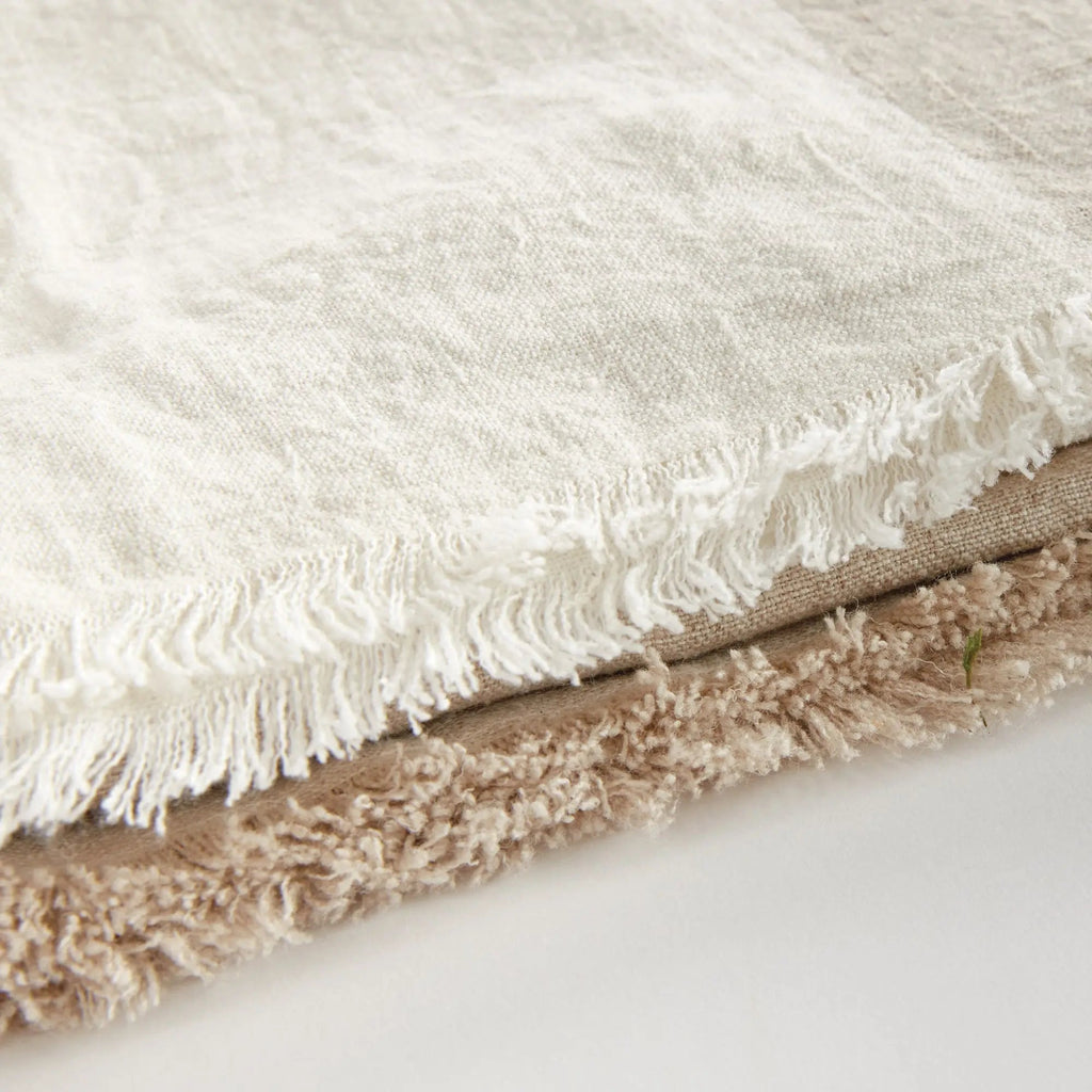 Anika European Linen Throw – Flax/Ivory or Flax/Charcoal