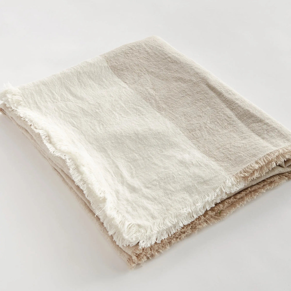 Anika European Linen Throw – Flax/Ivory or Flax/Charcoal