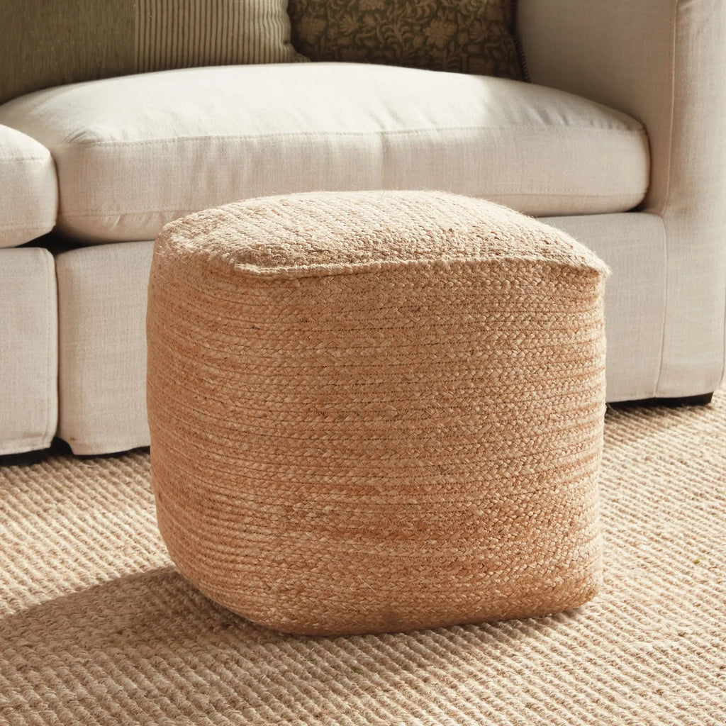 Jute Pouf – Natural Woven Floor Cushion, Round or Square
