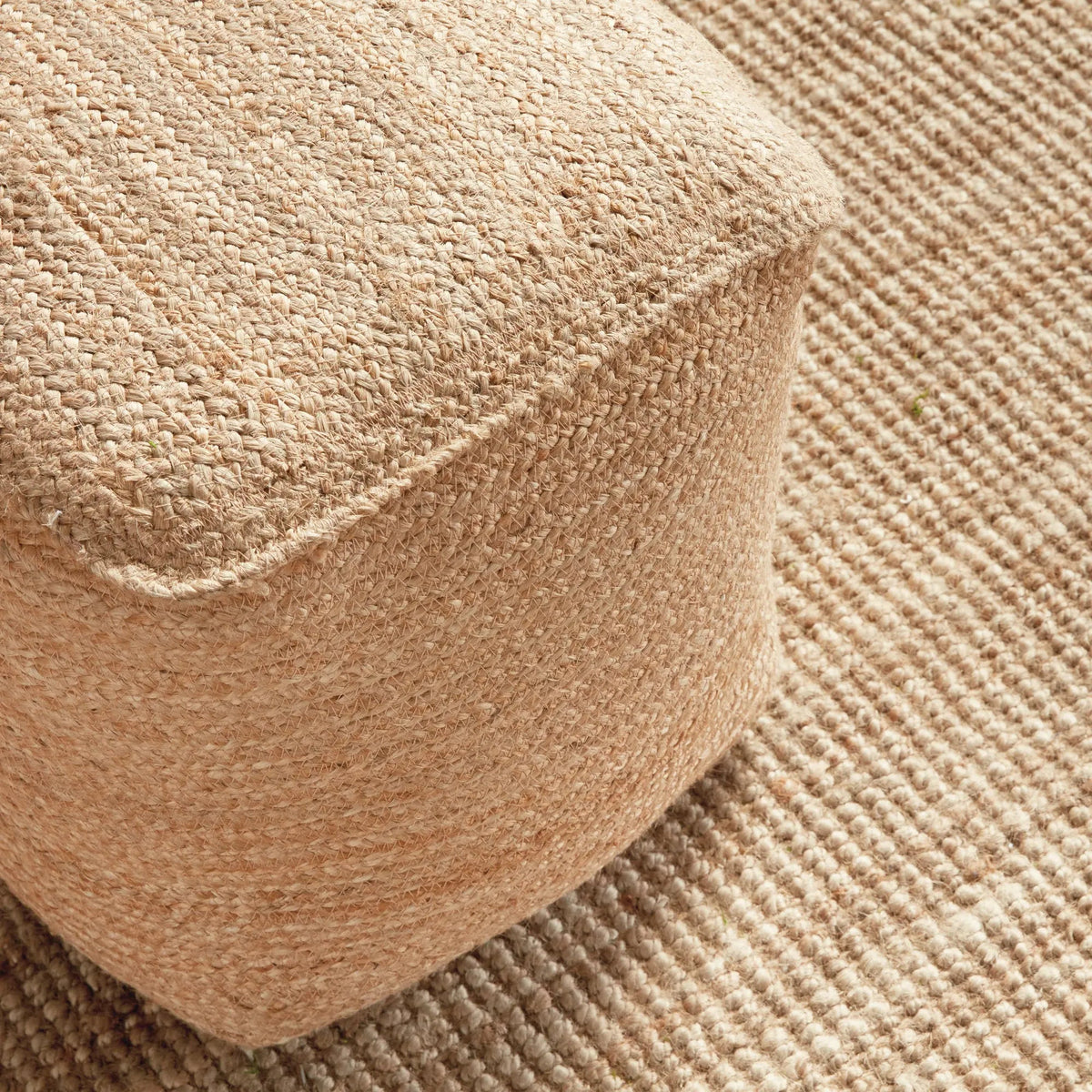 Jute Pouf – Natural Woven Floor Cushion, Round or Square
