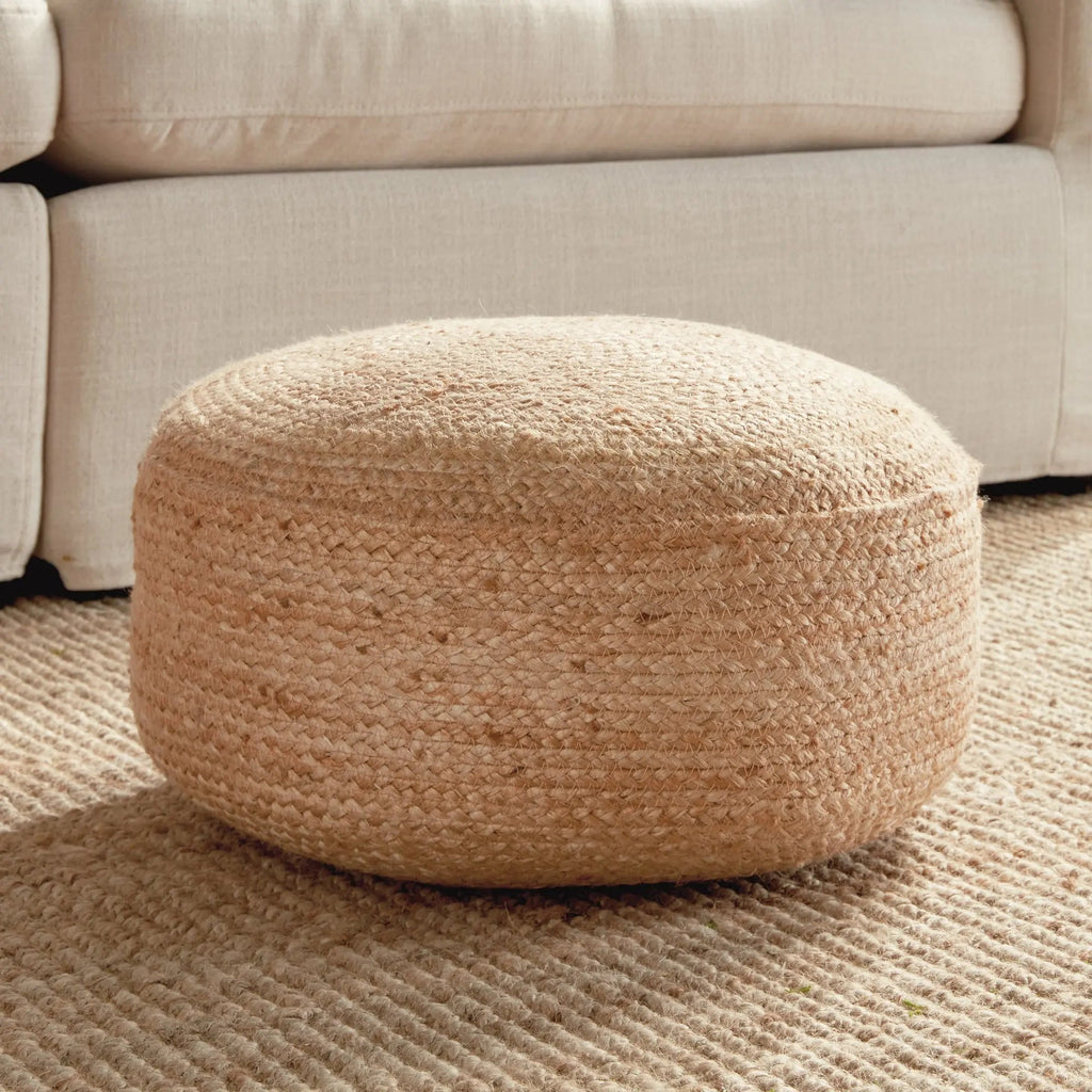 Jute Pouf – Natural Woven Floor Cushion, Round or Square