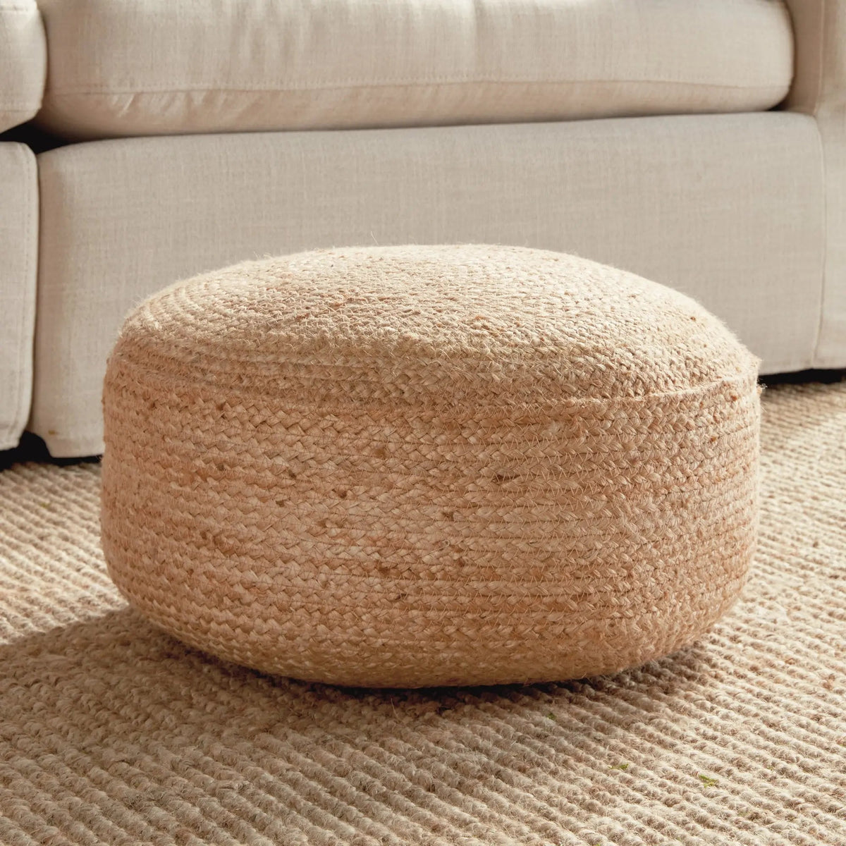 Jute Pouf – Natural Woven Floor Cushion, Round or Square