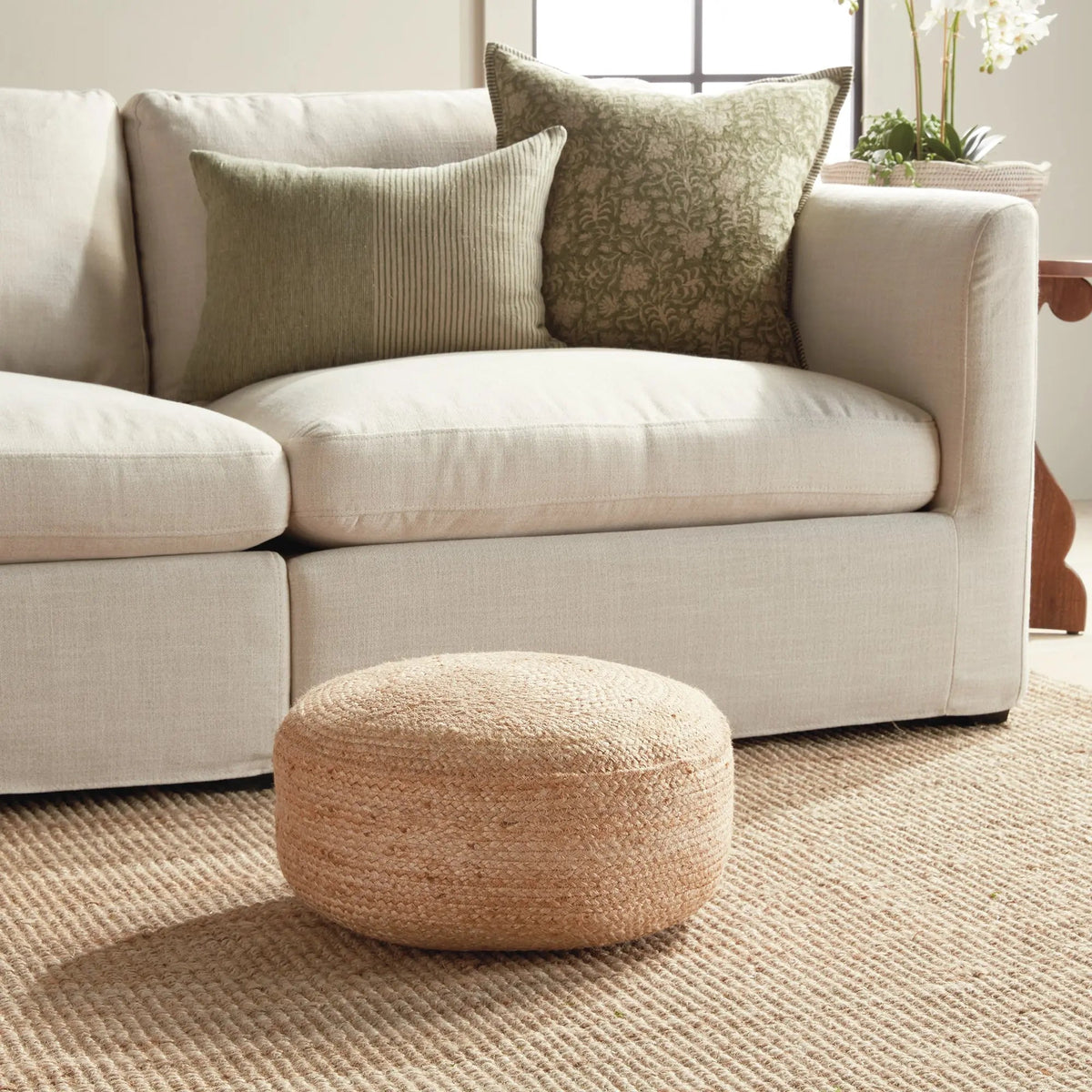 Jute Pouf – Natural Woven Floor Cushion, Round or Square