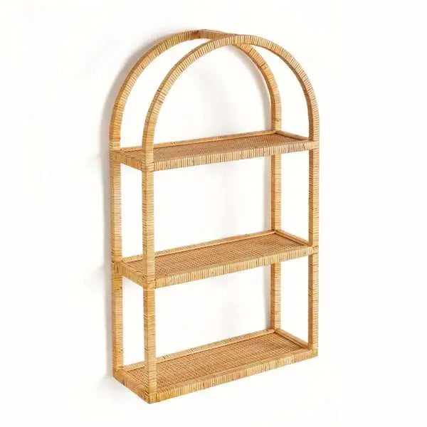 New Haven 3-Tier Curio Shelf – Arched Rattan
