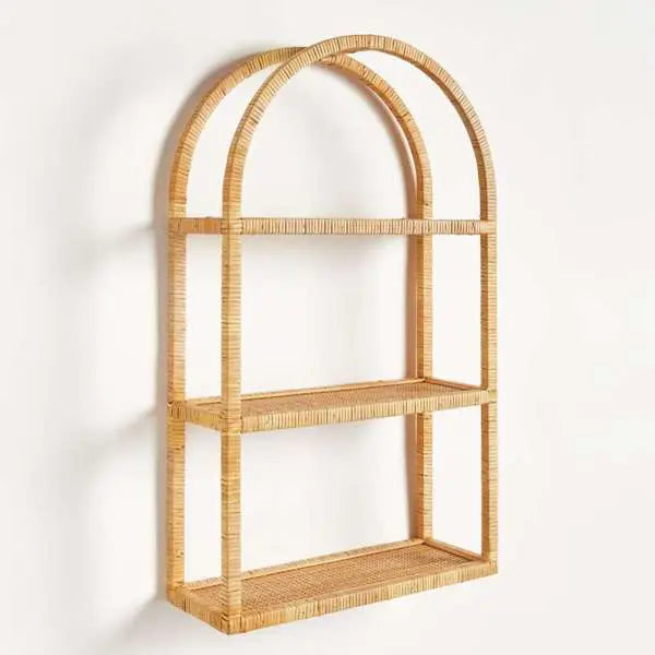 New Haven 3-Tier Curio Shelf – Arched Rattan