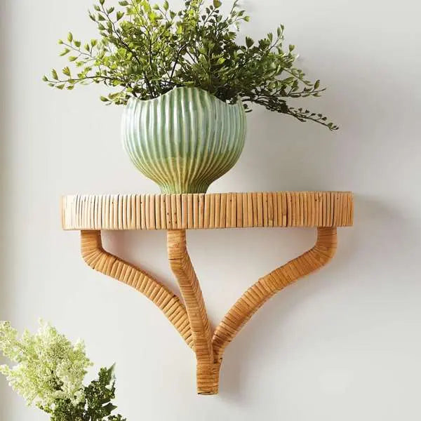 Cambria Woven Wall Bracket – Rattan-Wrapped Shelf