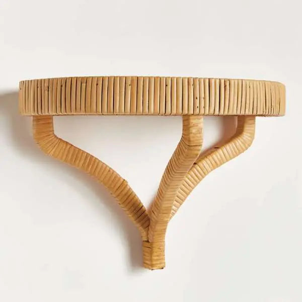 Cambria Woven Wall Bracket – Rattan-Wrapped Shelf
