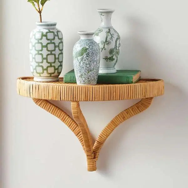 Cambria Woven Wall Bracket – Rattan-Wrapped Shelf