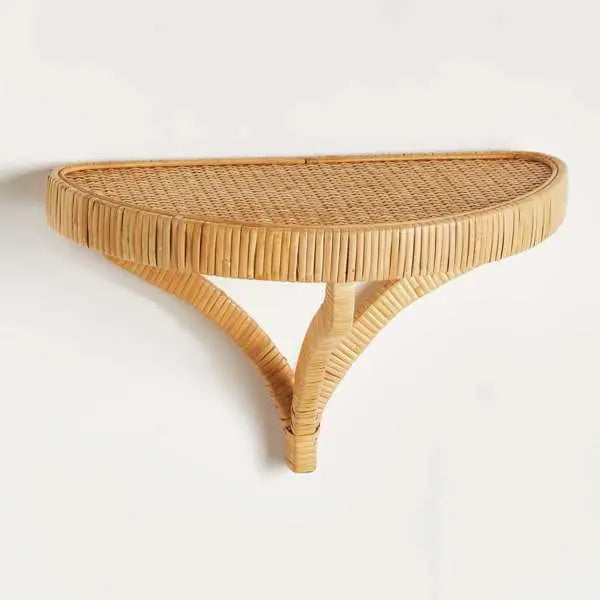 Cambria Woven Wall Bracket – Rattan-Wrapped Shelf