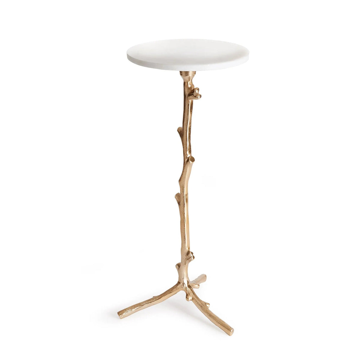 Varina Accent Table – White Marble & Gold Vine-Inspired
