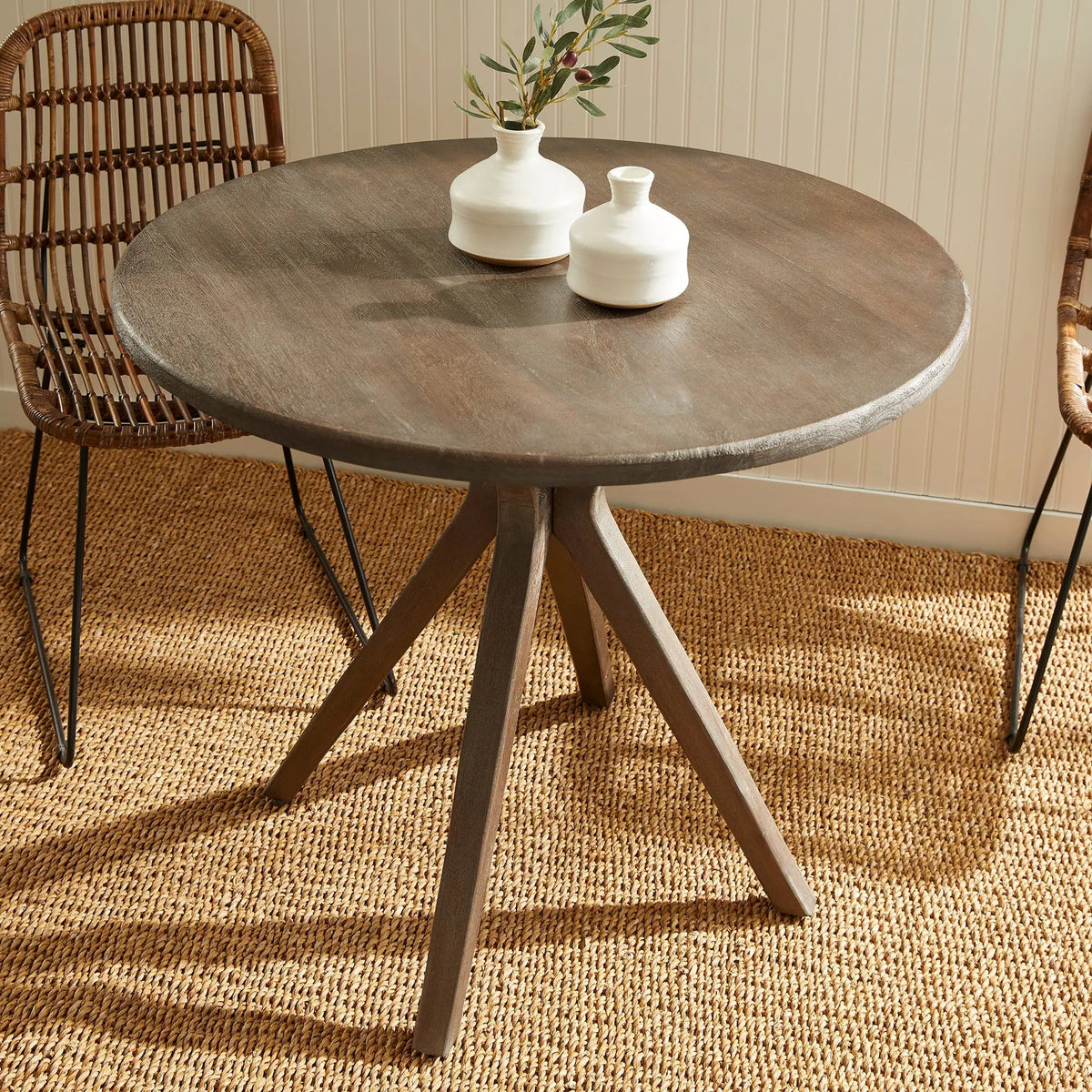 Mercier Café Table – Graywashed Mango Wood, Round
