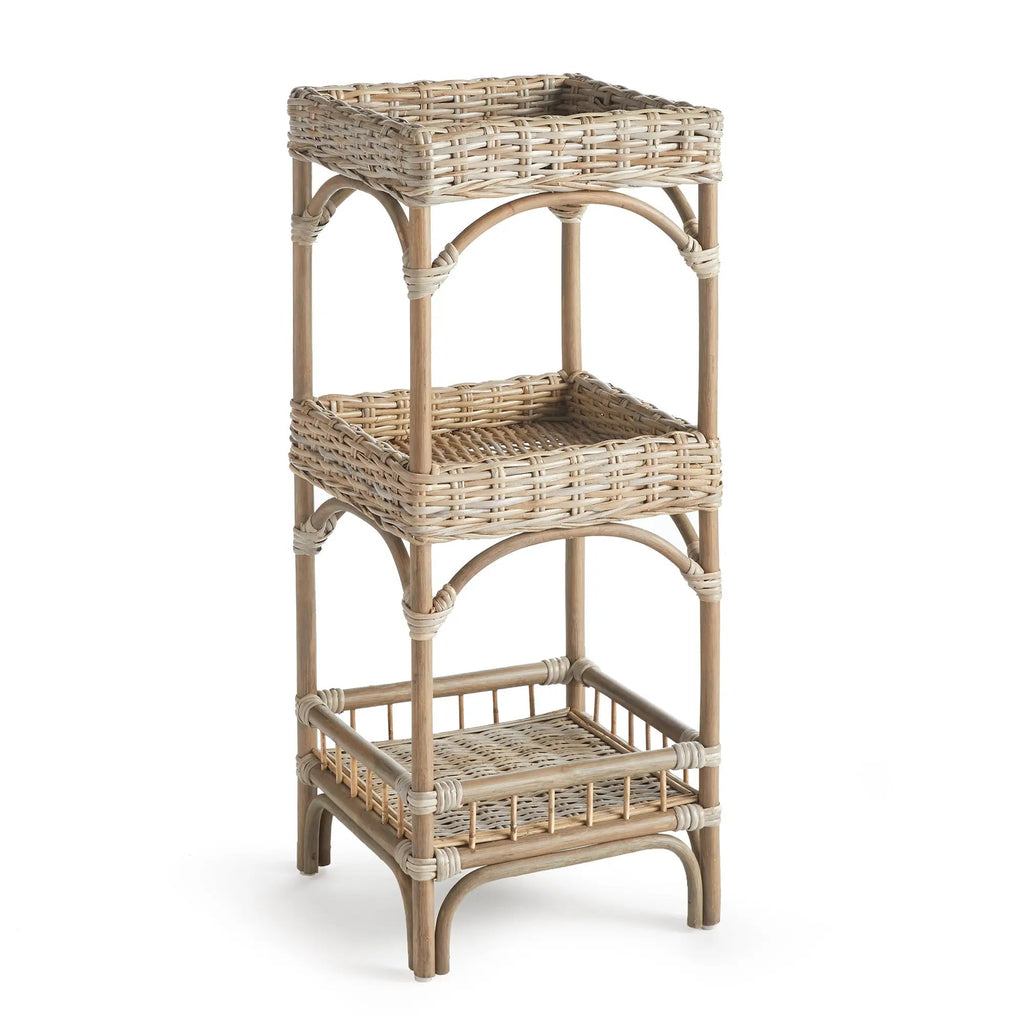 Isla Etagere – Hand-Woven Kubu Rattan Shelving, 39.5"