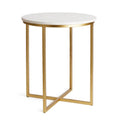 Aveline Side Table – White Marble & Brass