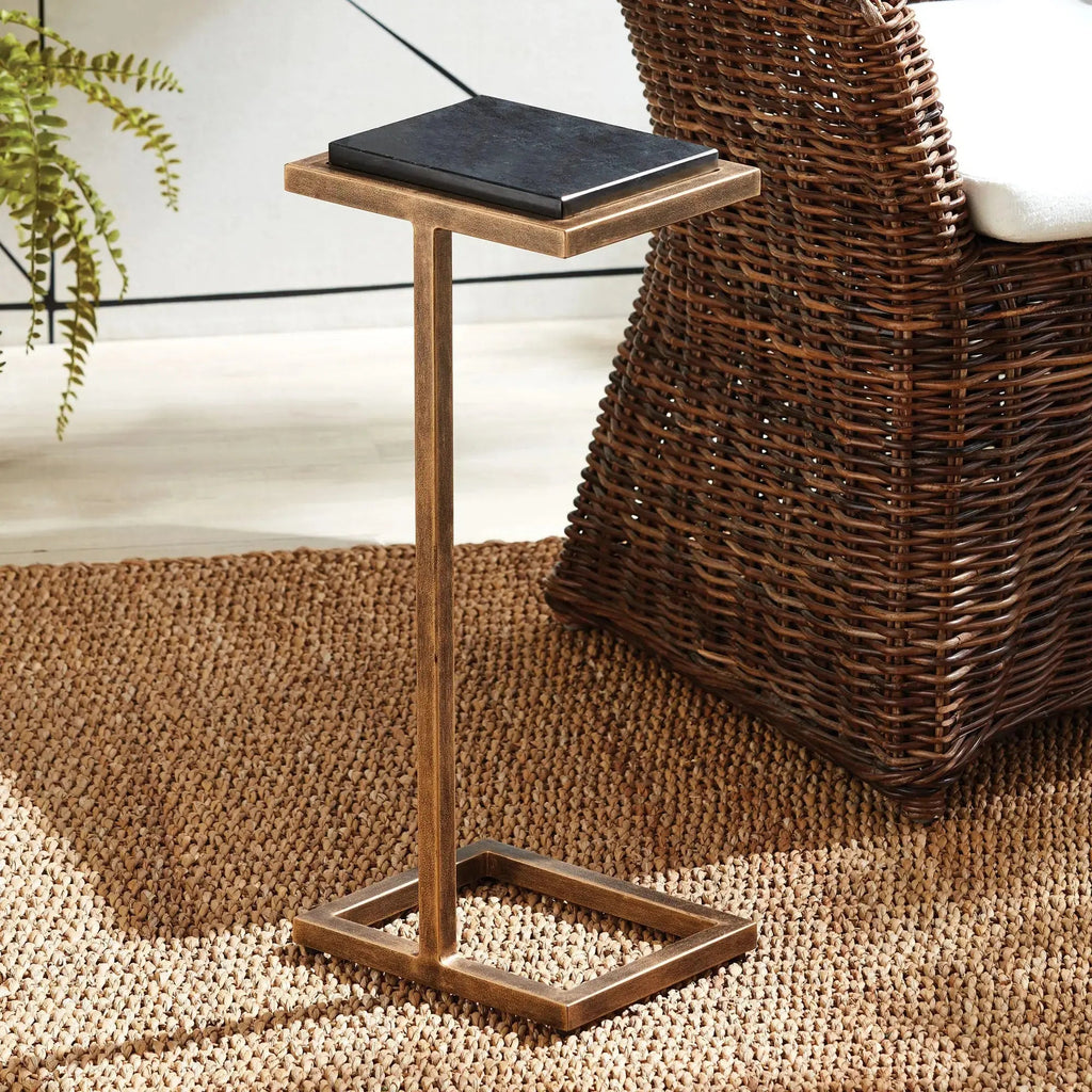 Winston Accent Table – Antique Gold & Marble, White or Black