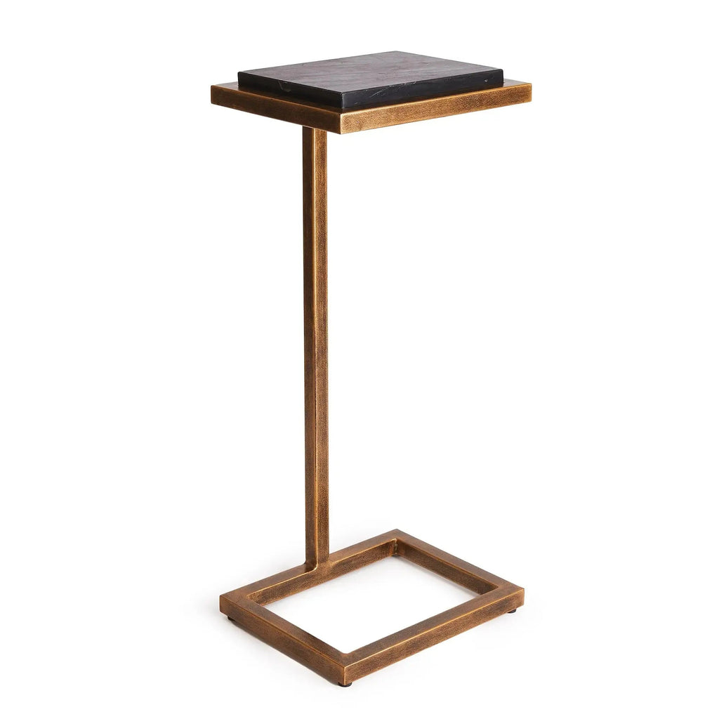 Winston Accent Table – Antique Gold & Marble, White or Black