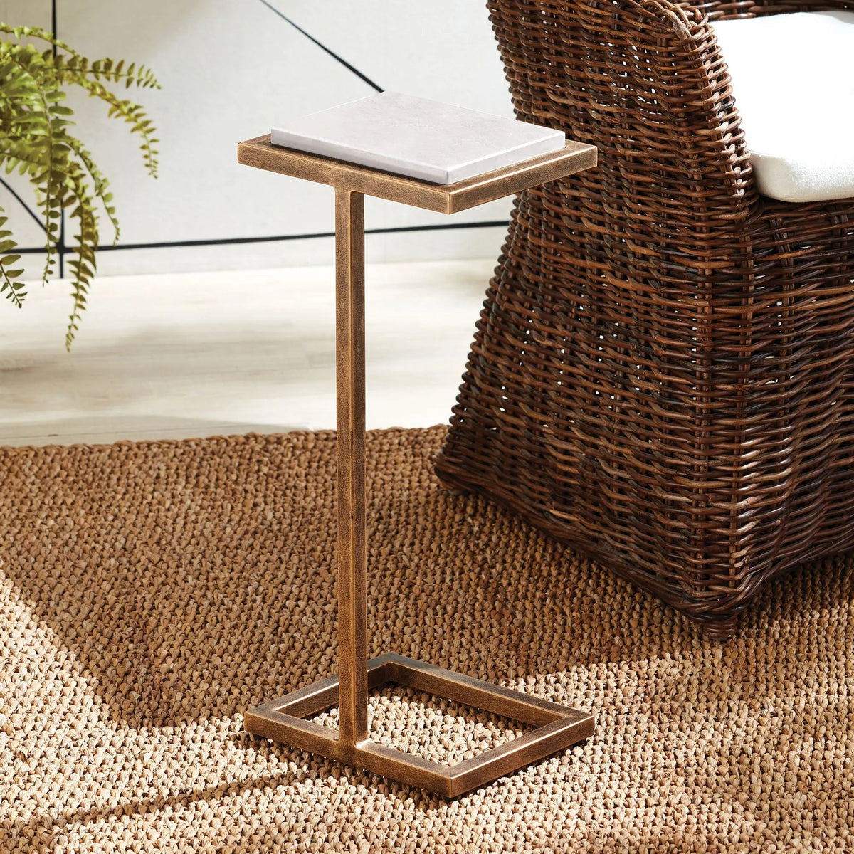 Winston Accent Table – Antique Gold & Marble, White or Black