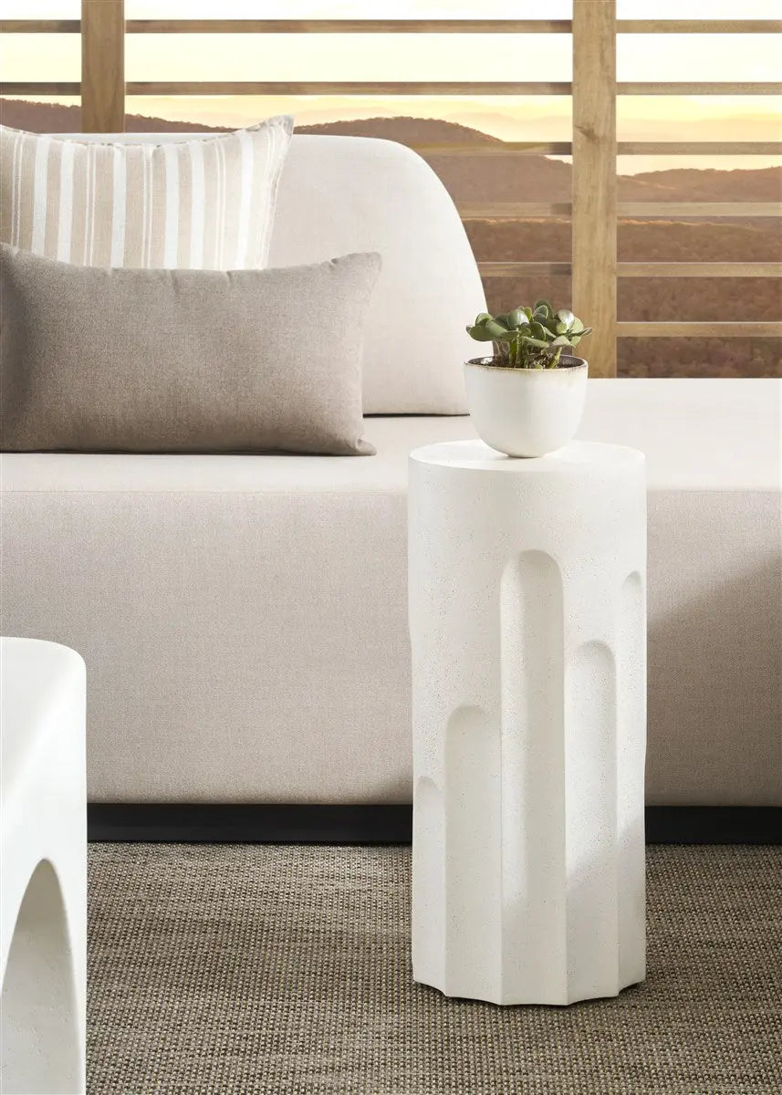 Dorian Outdoor Spot Table – Stone White Finish