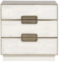 Splendor Selenite Nightstand – 3-Drawer Bleached Maple & Bronze