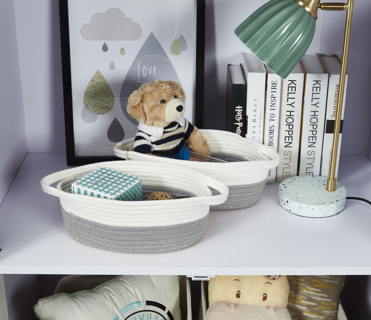 Cotton Rope Baskets (2pcs) - Small Woven Storage Bins