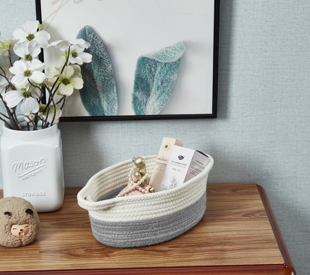 Cotton Rope Baskets (2pcs) - Small Woven Storage Bins