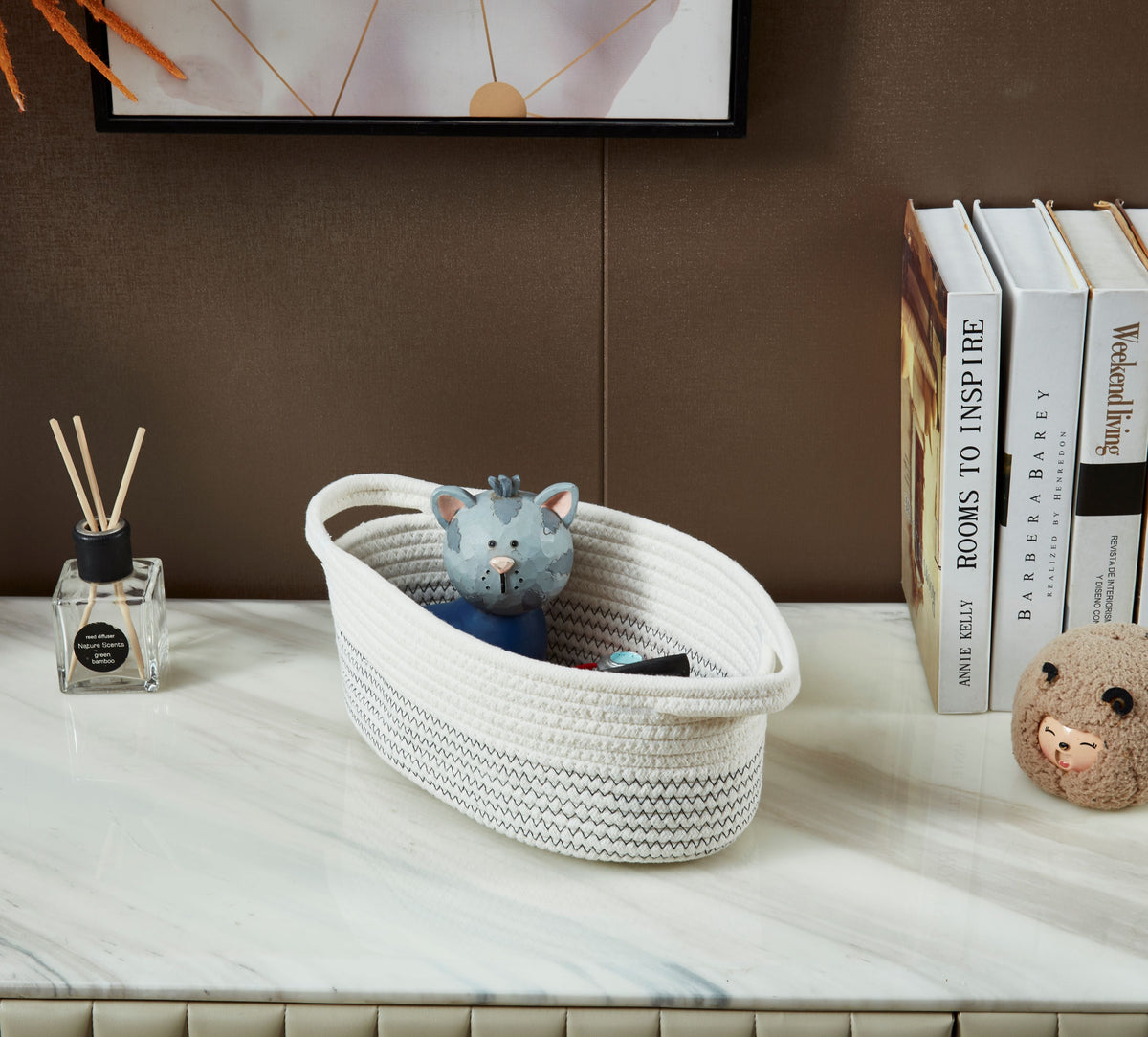 Cotton Rope Baskets (2pcs) - Small Woven Storage Bins