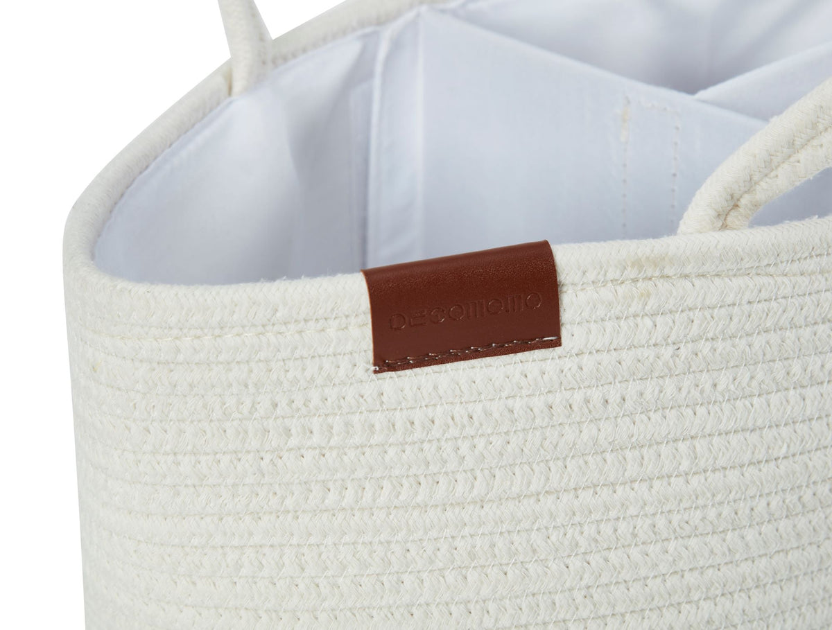 Cotton Diaper Caddy Organizer W/Removable Divider | Cotton Rope Diaper Storage Basket