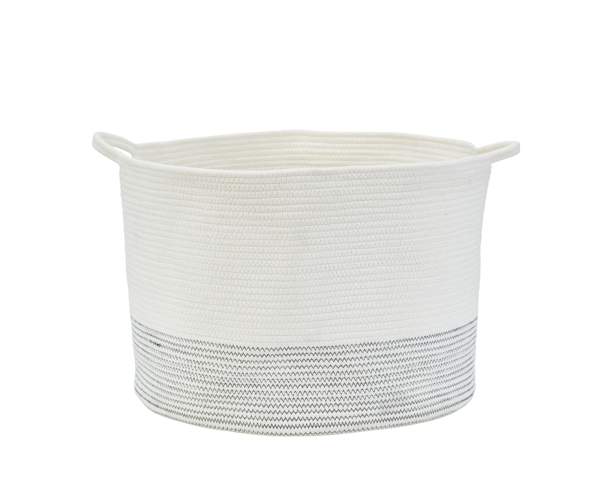 Large Cotton Woven Rope Baskets (2pcs) w/Handles - Cotton Storage Bins