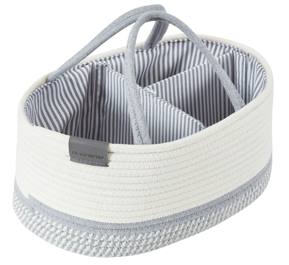 Cotton Diaper Caddy Organizer W/Removable Divider | Cotton Rope Diaper Storage Basket