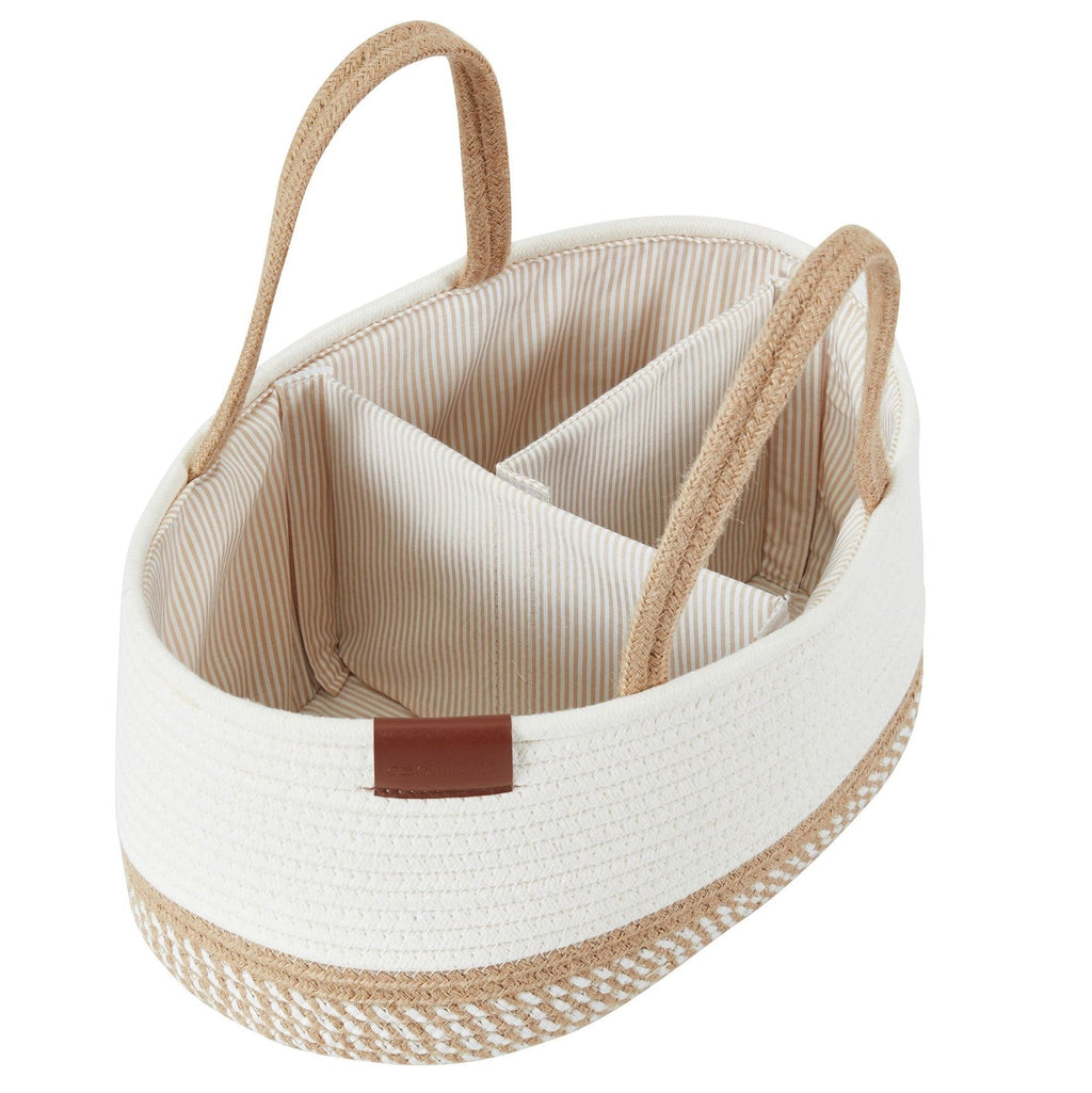 Cotton Diaper Caddy Organizer W/Removable Divider | Cotton Rope Diaper Storage Basket