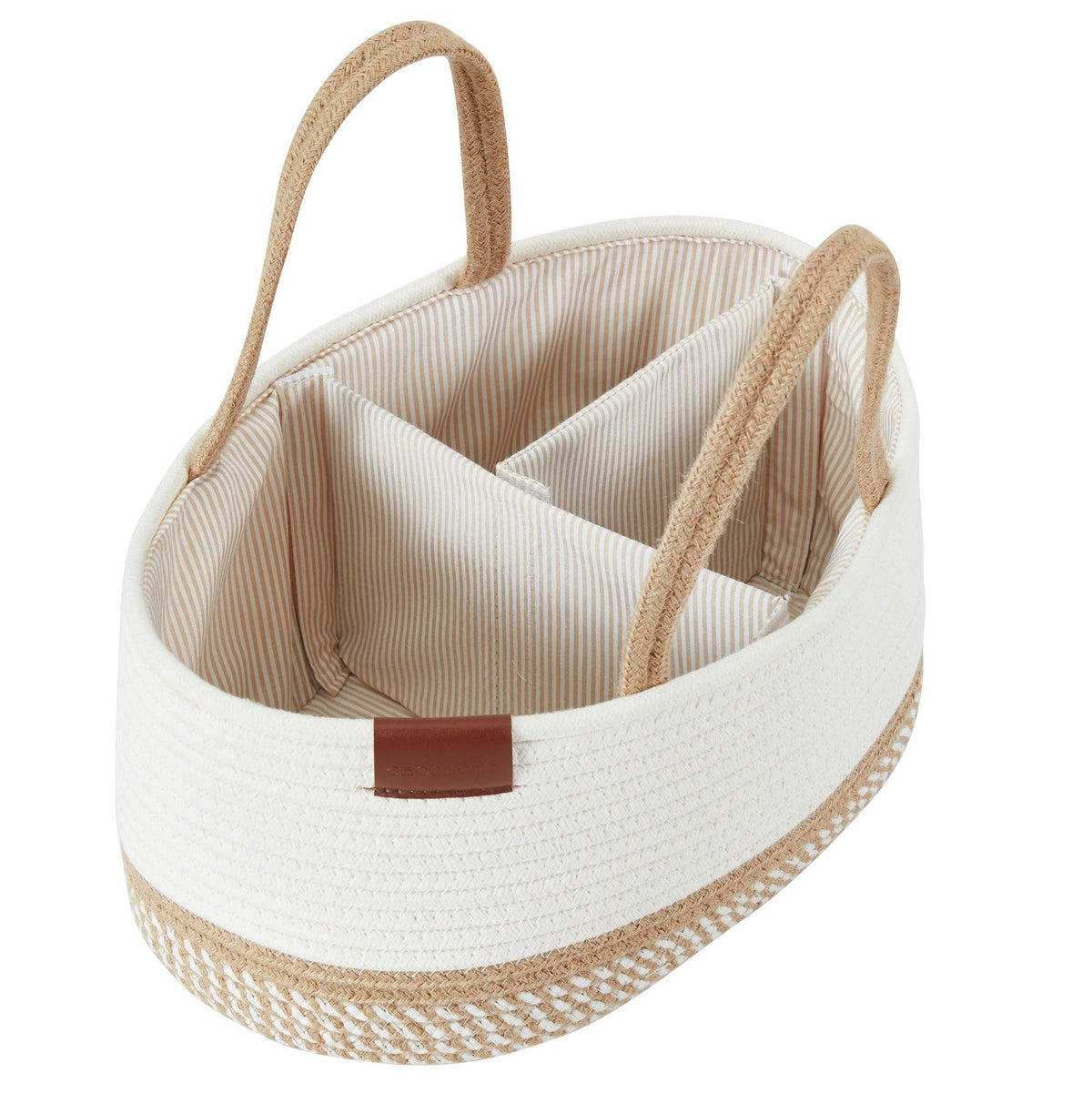 Cotton Diaper Caddy Organizer W/Removable Divider | Cotton Rope Diaper Storage Basket