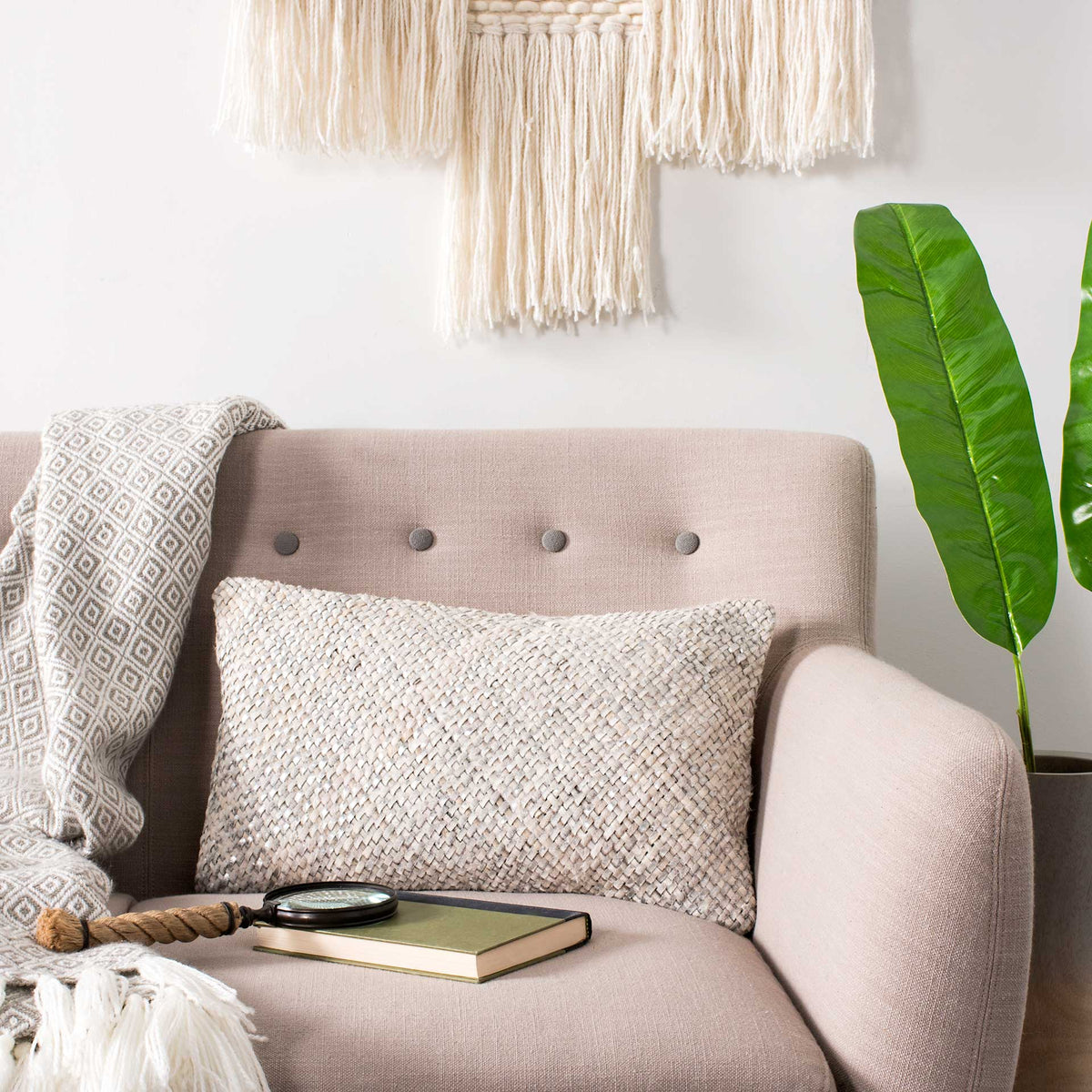 Sherry Cowhide Pillow White