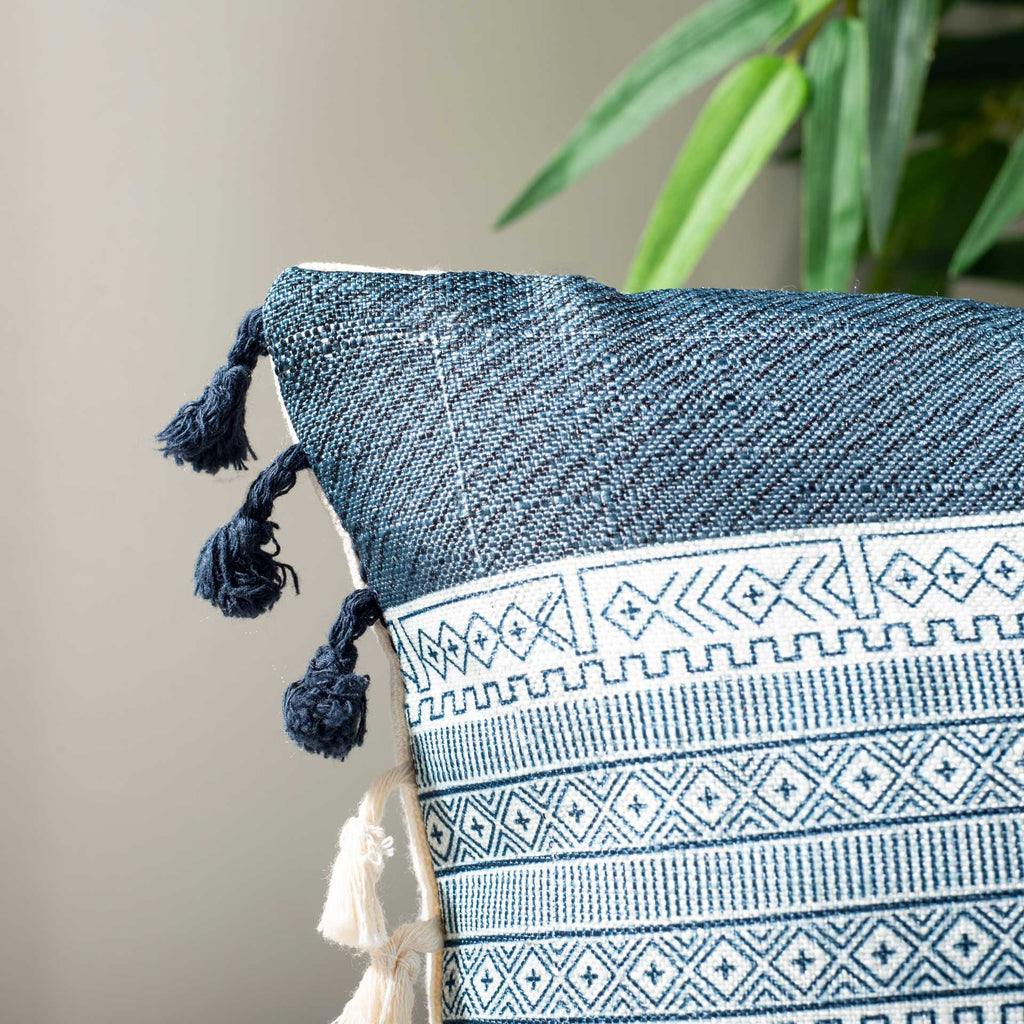 Linden Pillow Deep Blue/Gray