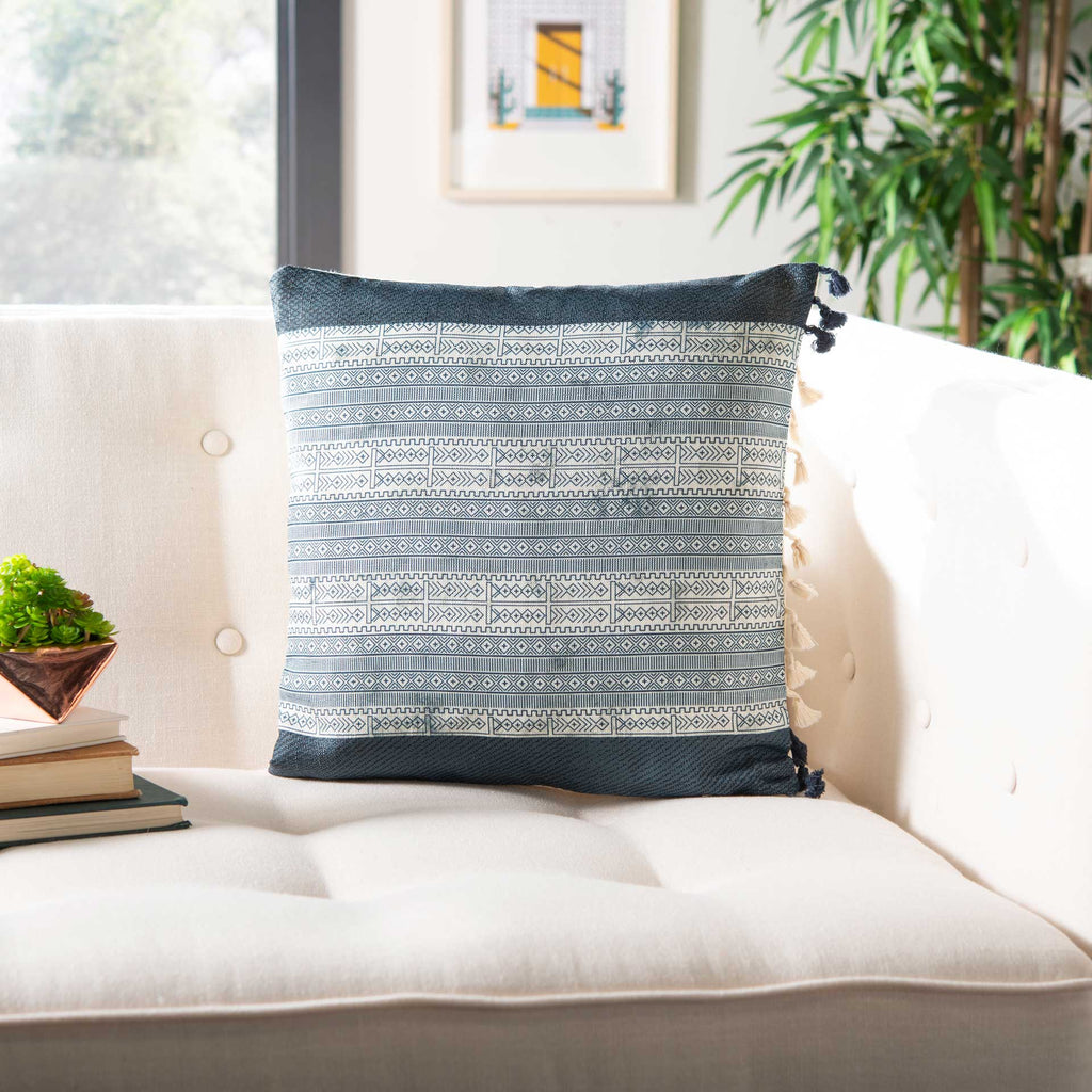 Linden Pillow Deep Blue/Gray