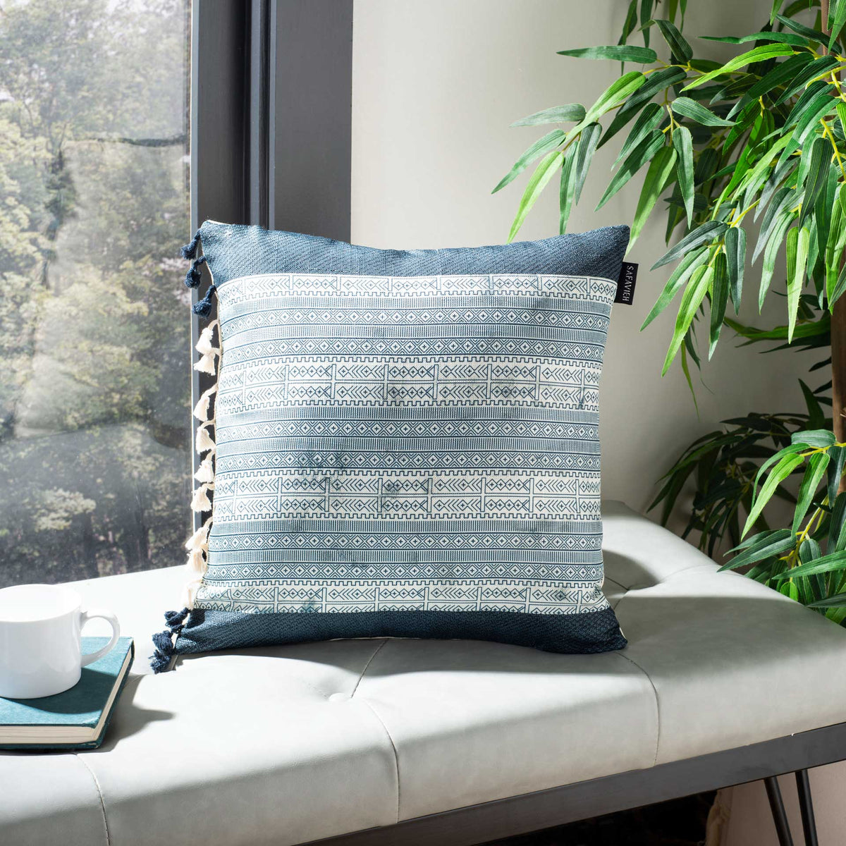Linden Pillow Deep Blue/Gray
