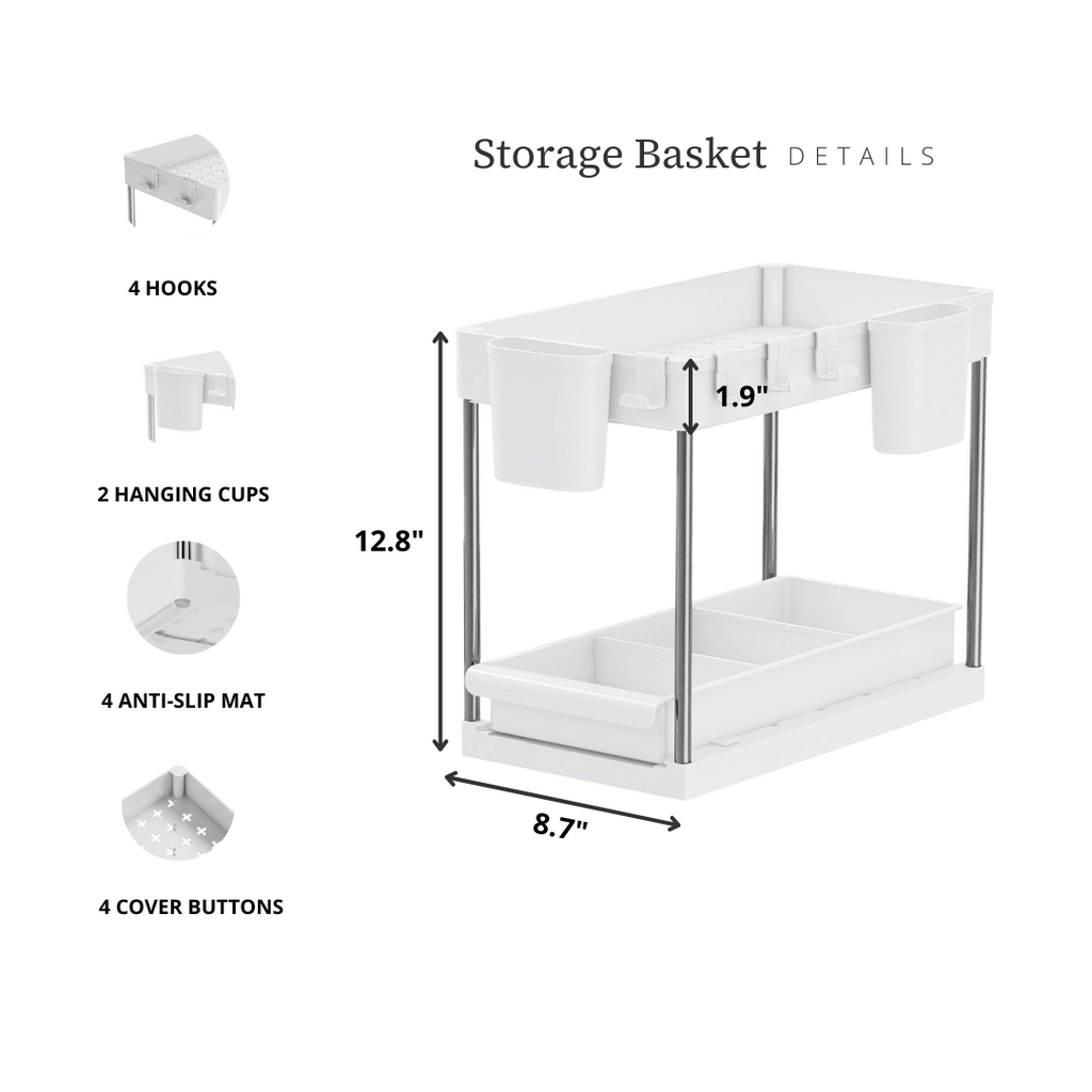 Under Sink Organizer Storage Basket (2-Tier Sliding) | Under Sink Storage Solution