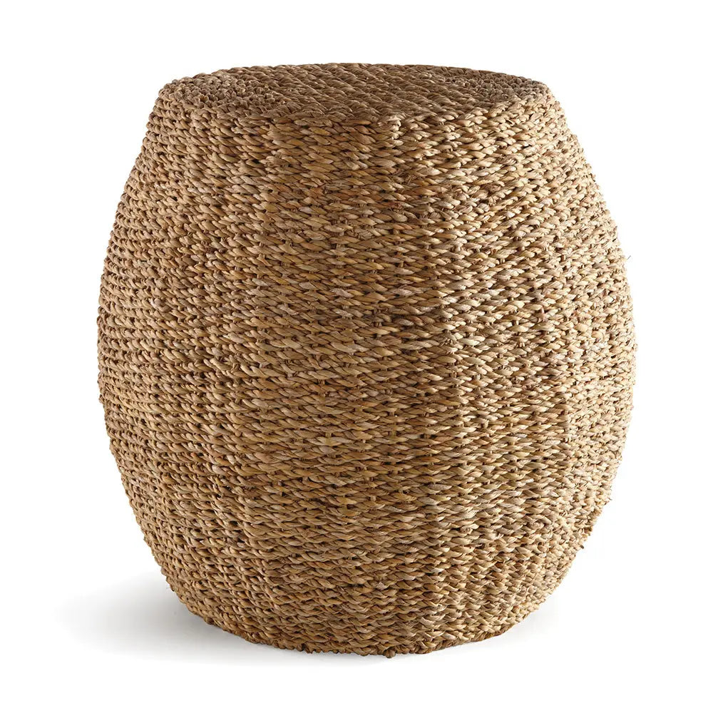 Seagrass Hourglass Pouf – Natural Woven