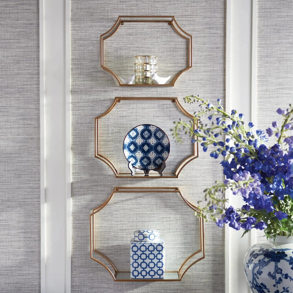 Hudson Mirrored Wall Shelves – Set of 3, Silver or Gold