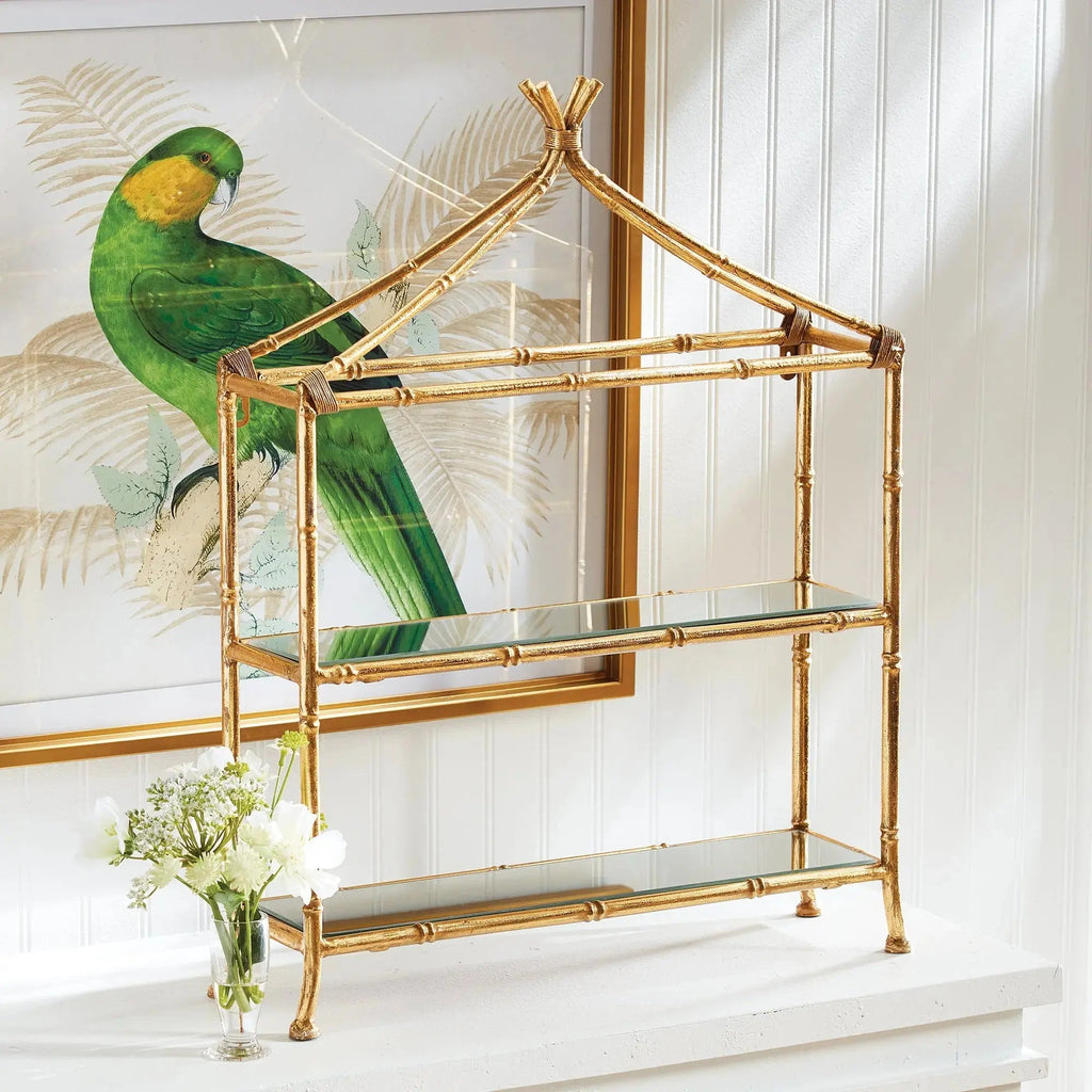 Daphne 2-Tier Curio Shelf – Antique Gold or Silver