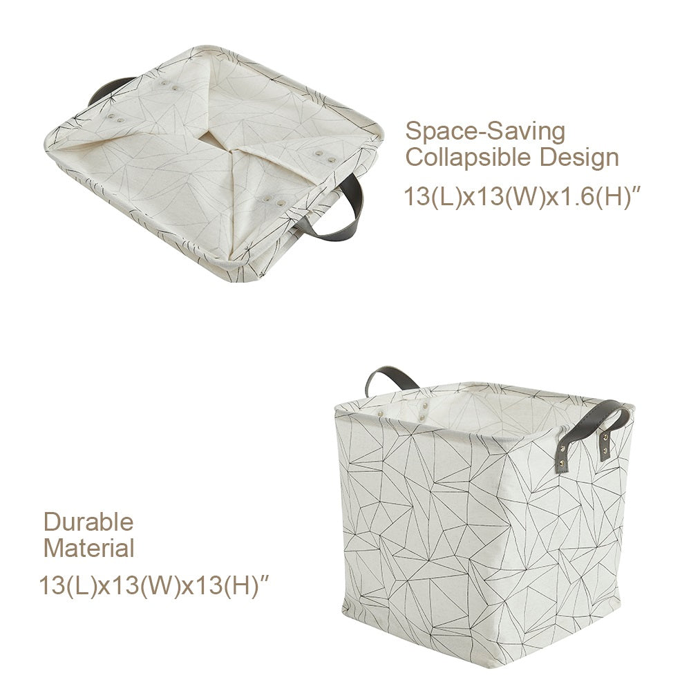 13" Cube Patterned Storage Bins | Water-Resistant Toy Storage Basket w/Handles