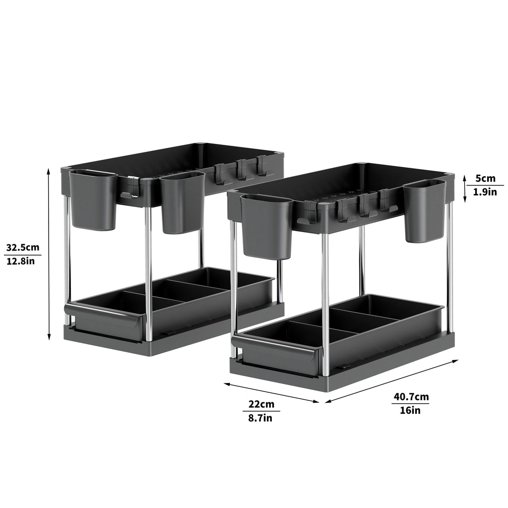 Under Sink Organizer Storage Basket (2-Tier Sliding) | Under Sink Storage Solution
