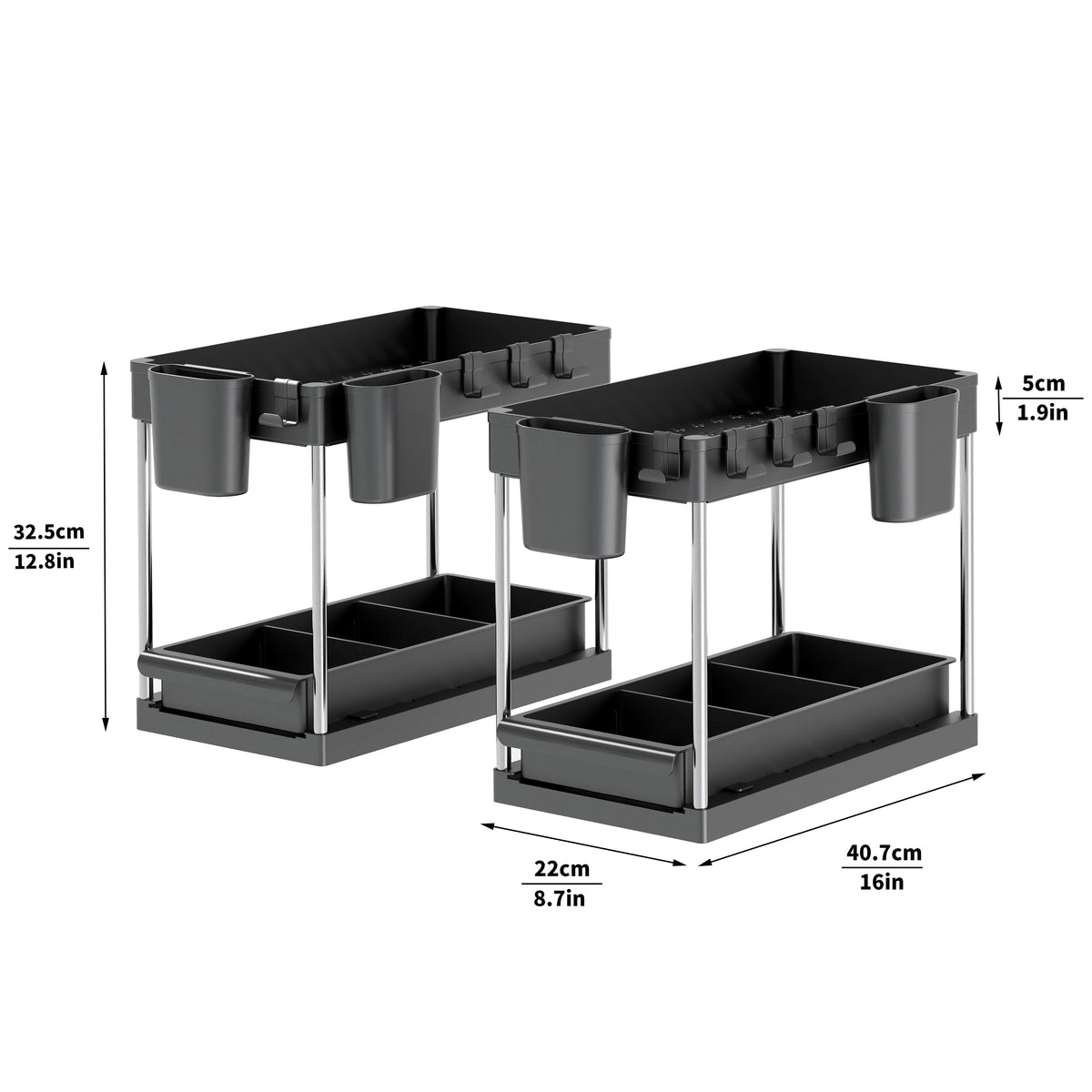 Under Sink Organizer Storage Basket (2-Tier Sliding) | Under Sink Storage Solution