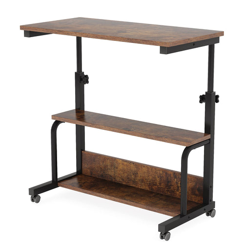 Height Adjustable Side Table with Shelves