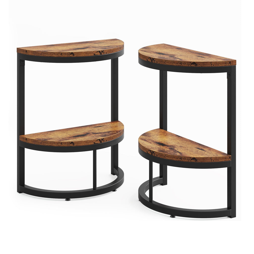 Half Round End Table with Metal Frame