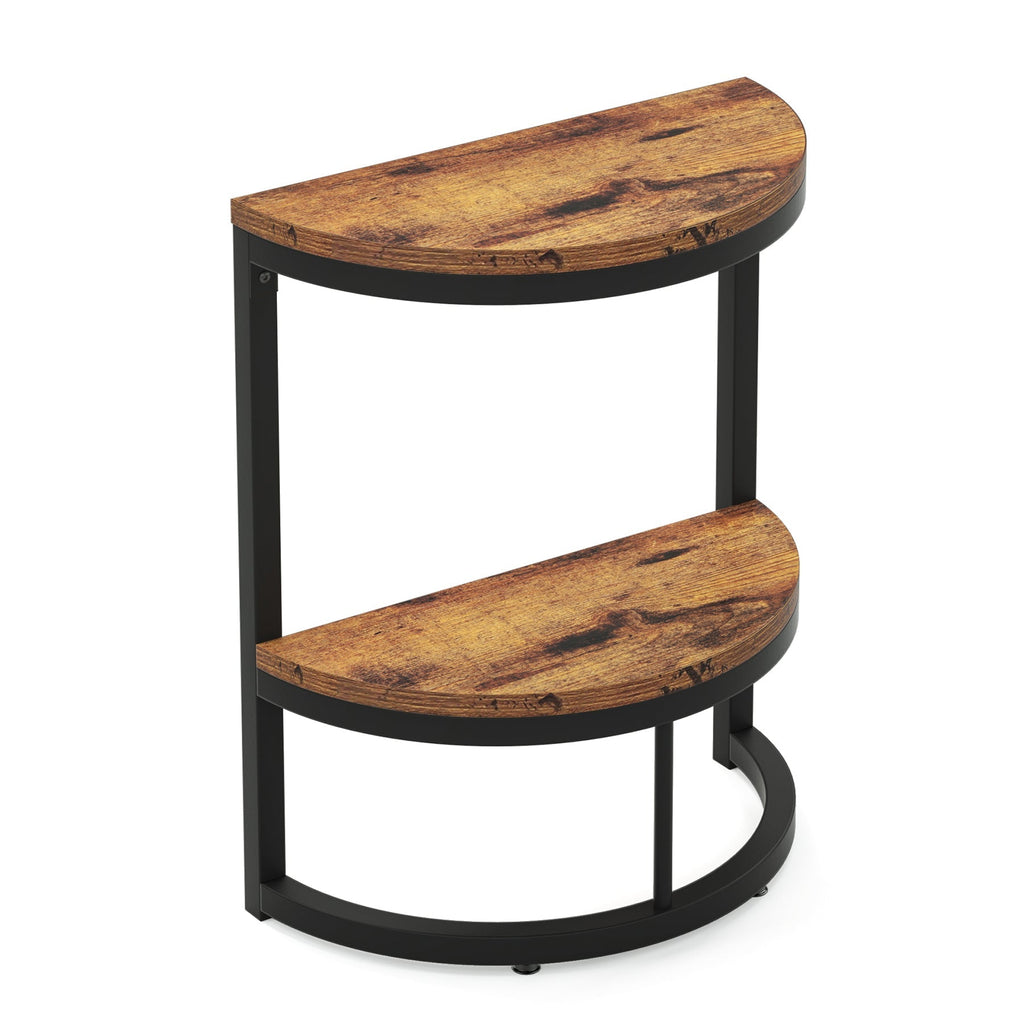 Half Round End Table with Metal Frame