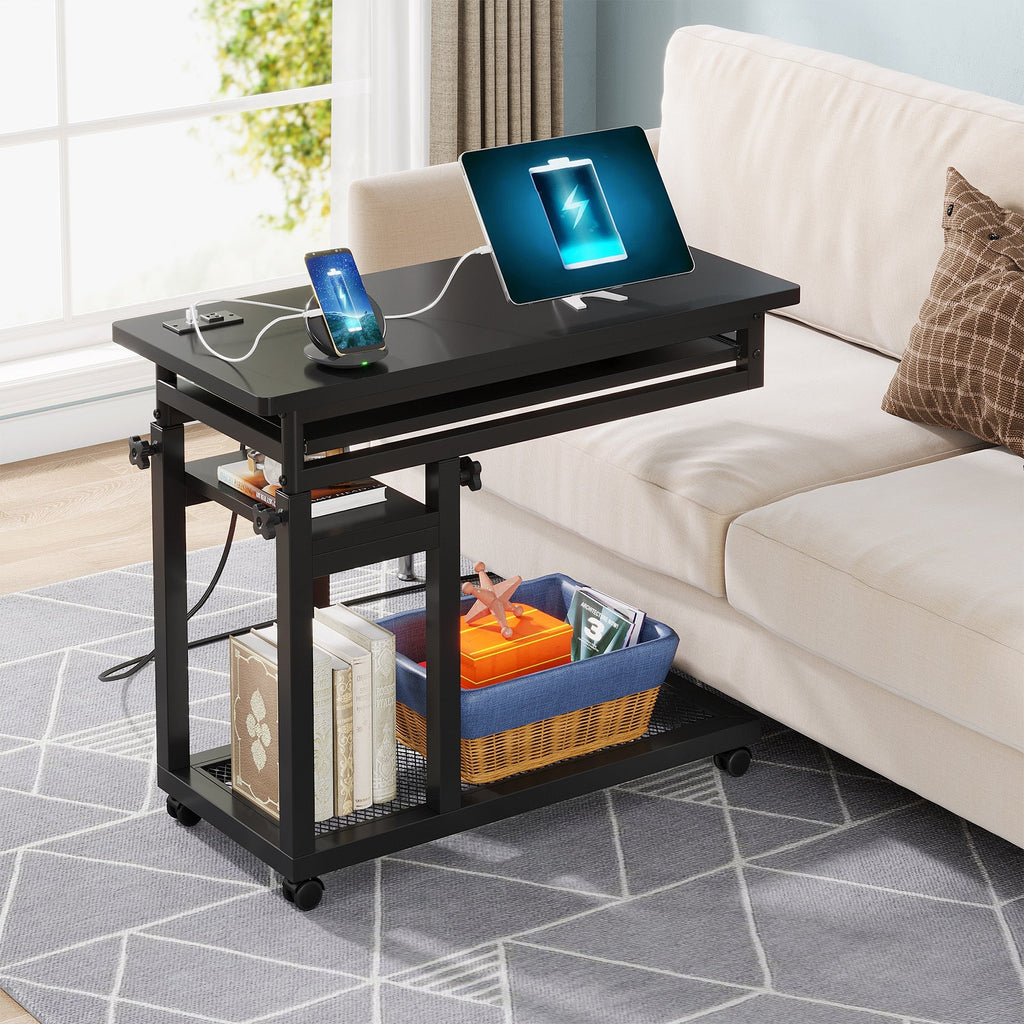 Mobile C Table Portable Desk with Power Outlet