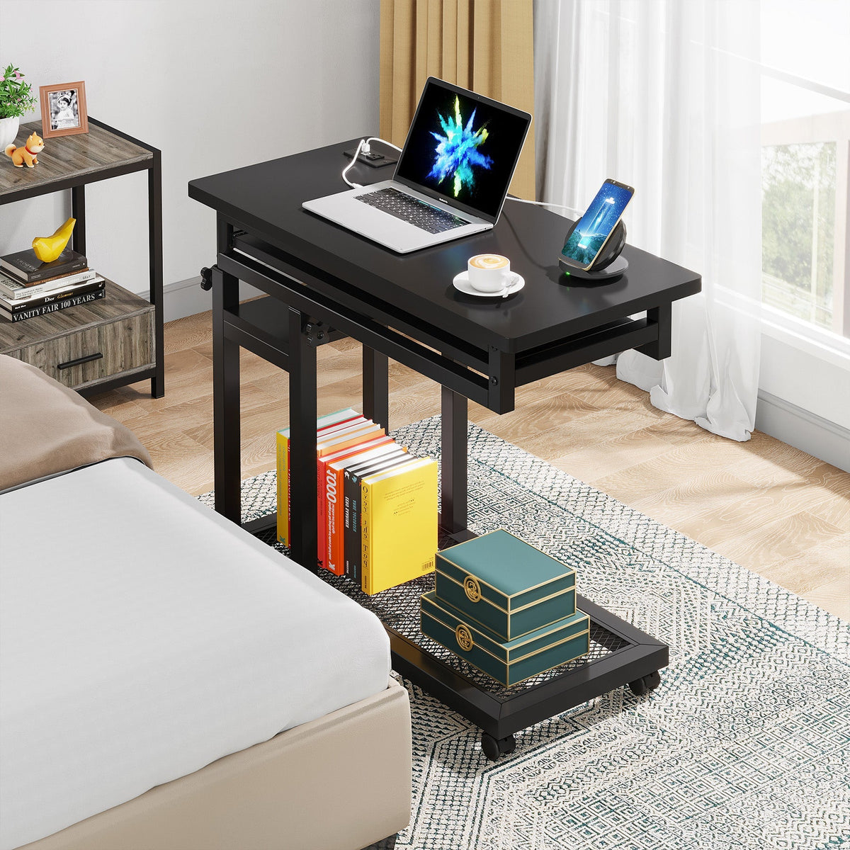 Mobile C Table Portable Desk with Power Outlet