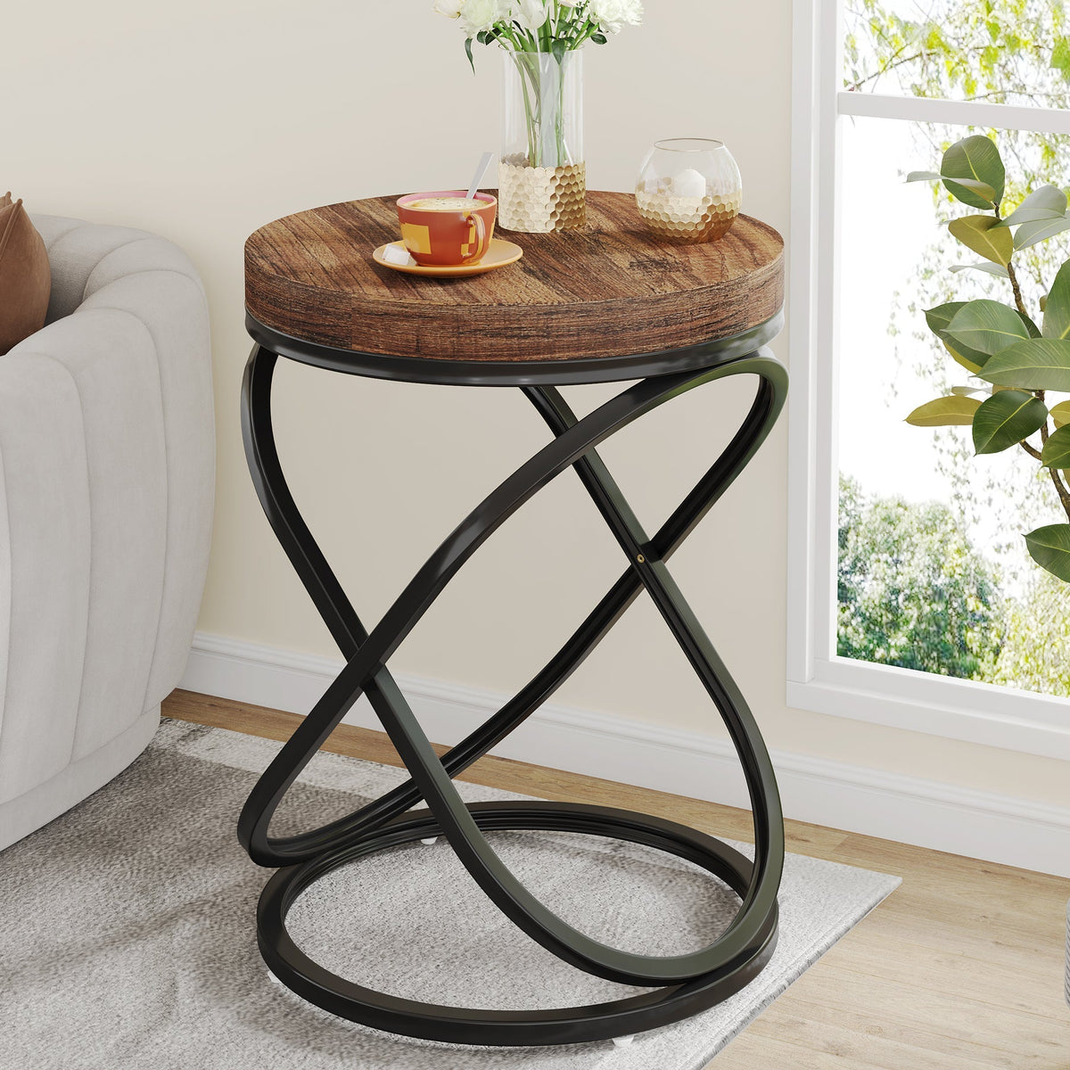 Round End Table, 26" Tall Side Table
