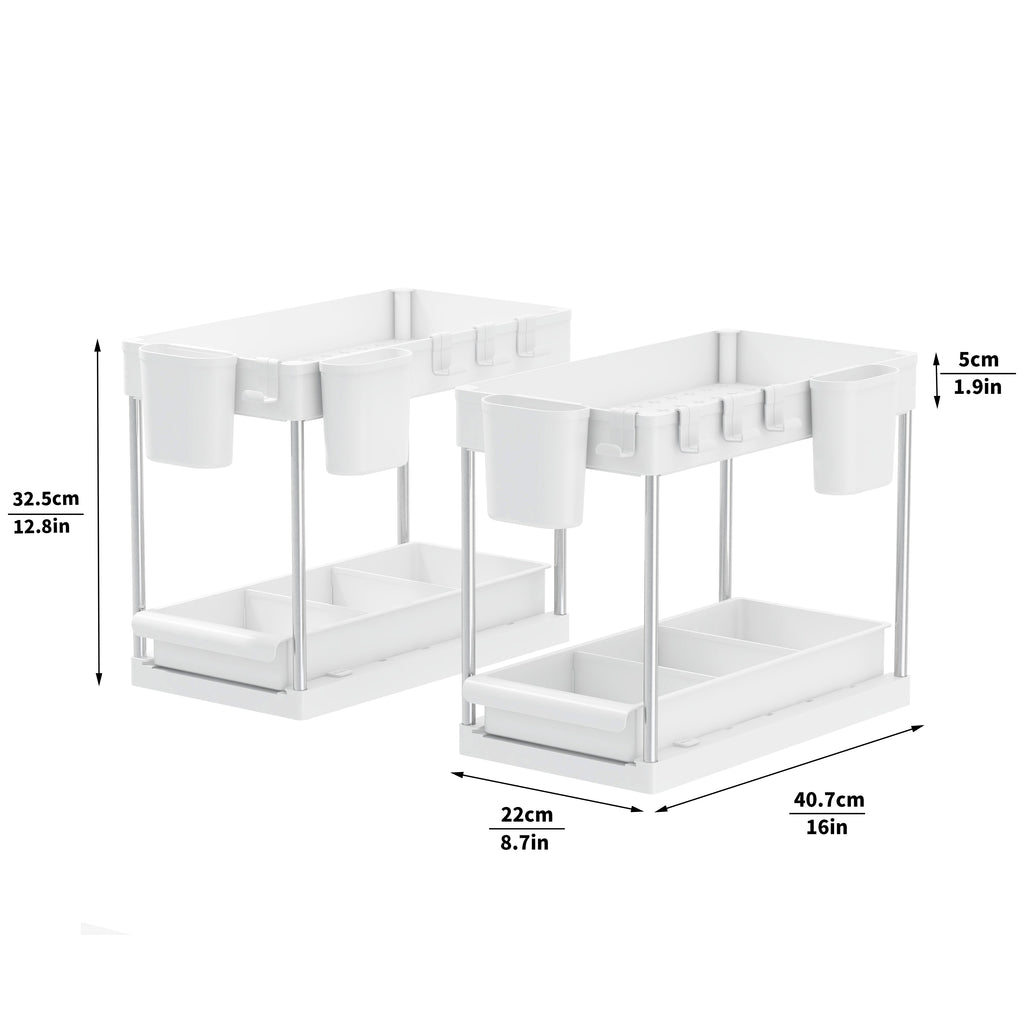 Under Sink Organizer Storage Basket (2-Tier Sliding) | Under Sink Storage Solution
